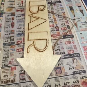 Wooden Bar Sign with Arrow